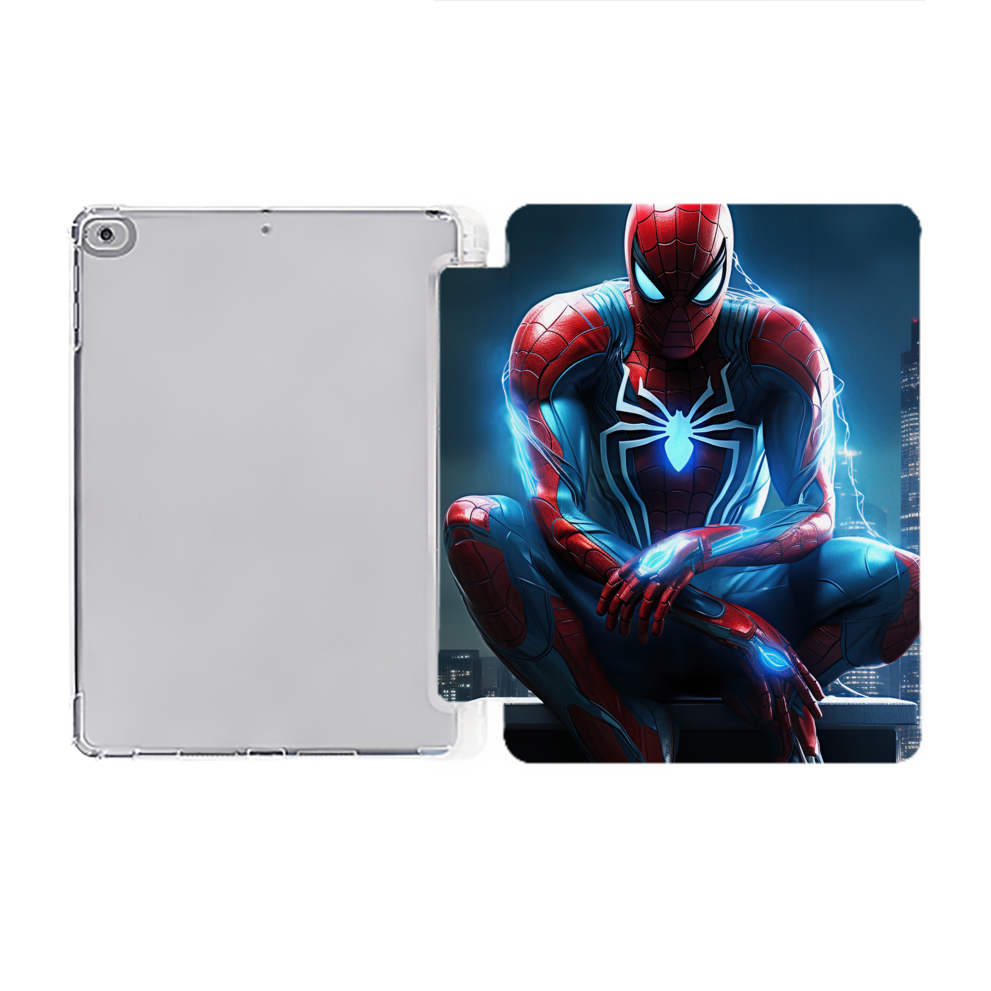（画像用） Spider Man スパイダーマン IPad ケース ペン収納付き 三つ折りスタンド PUレザー×シリコン 対応機種9.5/10.5/10.9インチ